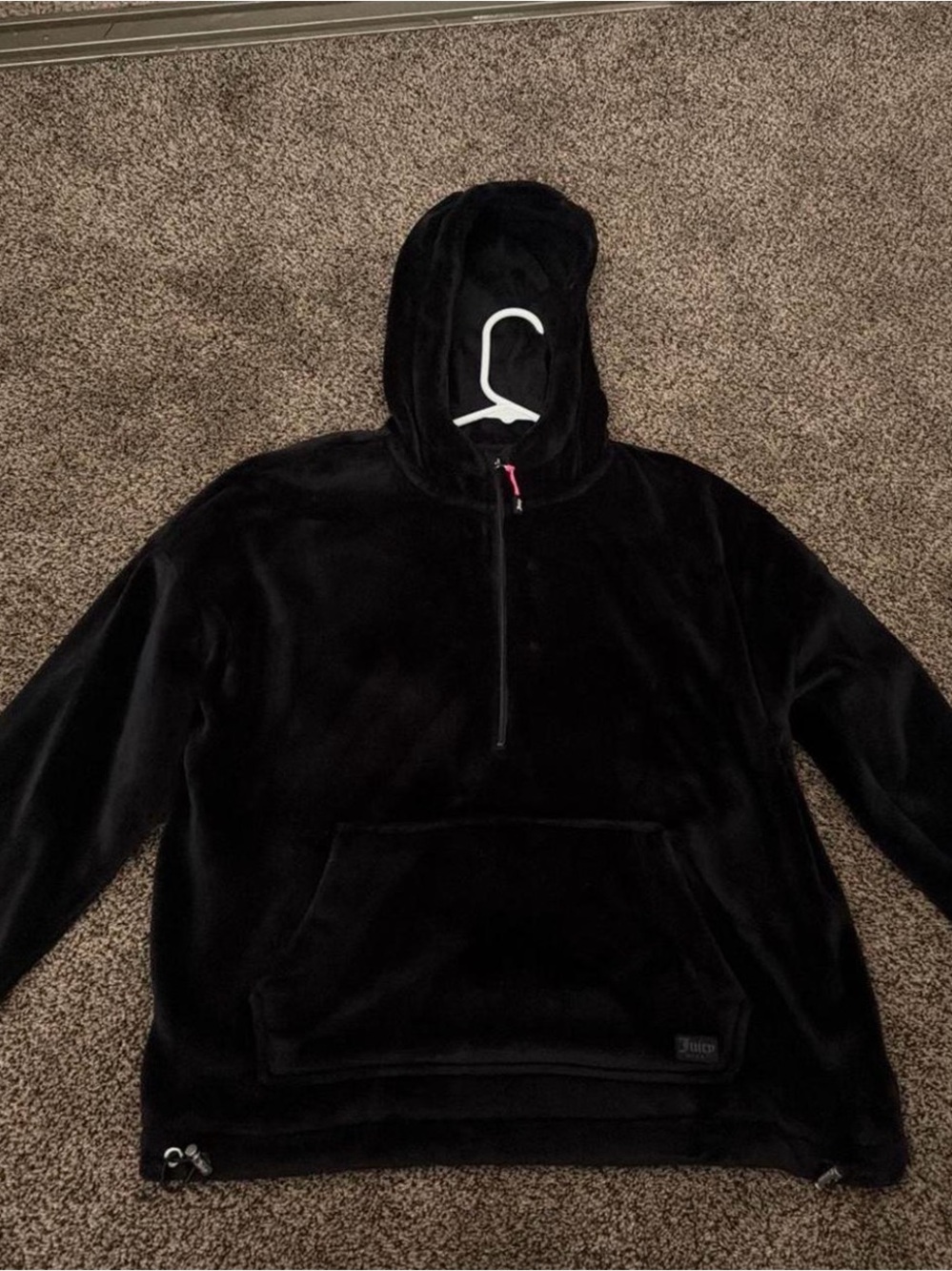Juicy Couture Black Plush Half-Zip Hoodie